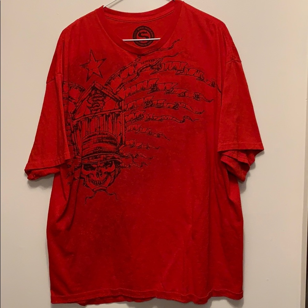 Red graphic tee shirt